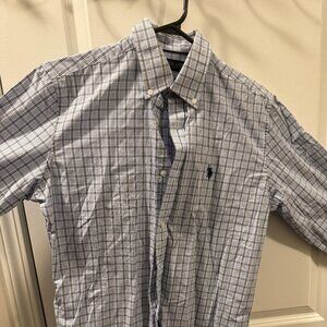 U.S. Polo Assn Shirt Mens Grey/Black Check Collared Button Down Full Sleeve